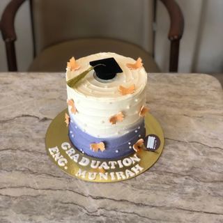 White and purple cake with butterflies and grad cap, by DOT Cake Art