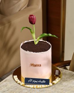 Pink cake with a tulip for Mother's Day, by DOT Cake Art