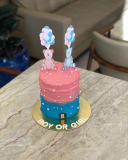 DOT Cake Art 出品：粉蓝蛋糕，小熊与气球，性别揭晓
