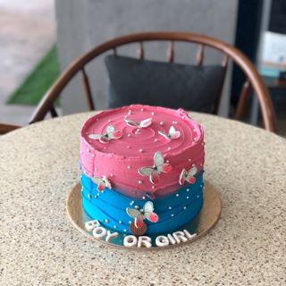 DOT Cake Art 出品：粉蓝蛋糕，蝴蝶，性别揭晓