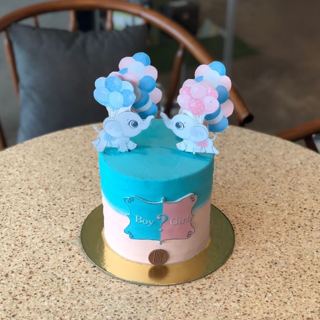 DOT Cake Art 出品：蓝粉蛋糕，小象与气球，性别揭晓