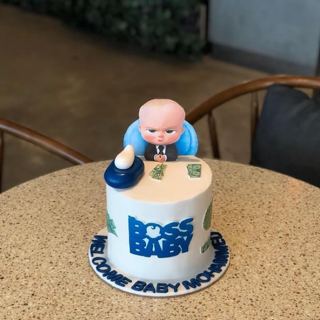 DOT Cake Art 出品：白色蛋糕，宝贝老板人偶，迎接新生儿