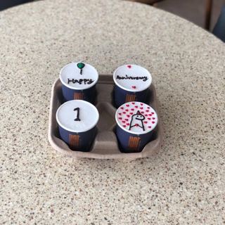 Four mini cup cakes for an anniversary, by DOT Cake Art