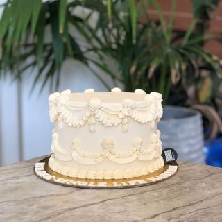Cream vintage piped cake, by DOT Cake Art